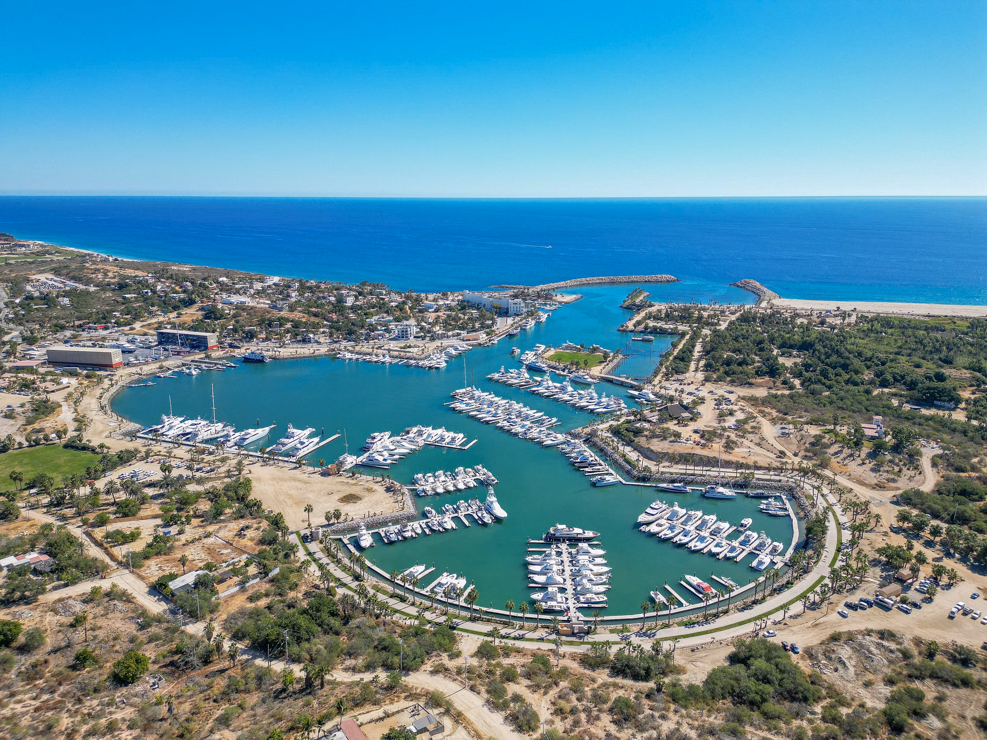 Aerial view of the Puerto Los Cabos marina, Puerto Los Cabos setting, San José del Cabo, Los Cabos